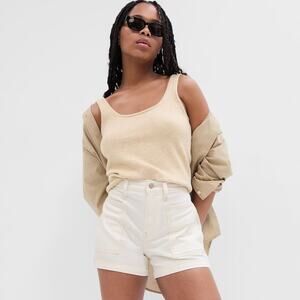 Gap High Rise Stride Shorts Size 10 / 30 Off White Denim NEW NWT Flat Front